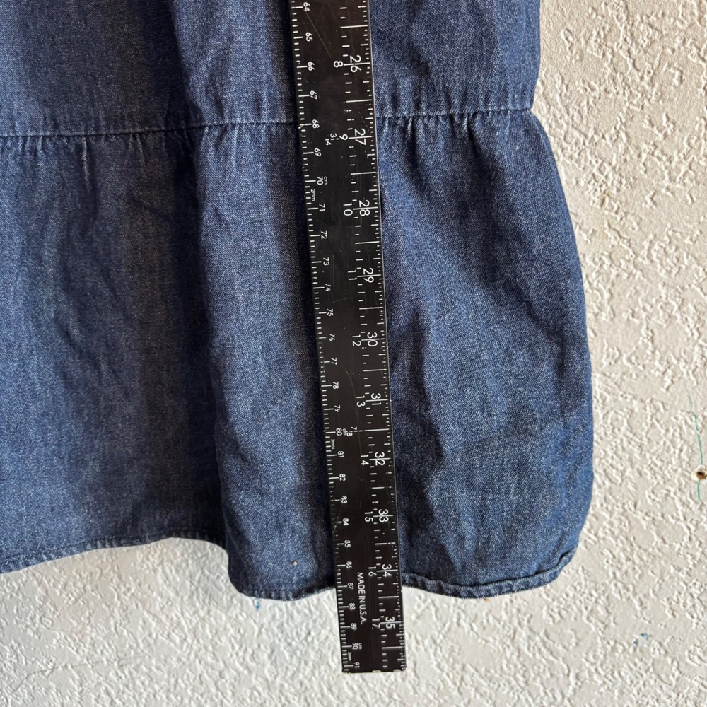 Denim Maxi Skirt XL Long Tiered Boho Modest Prairie Cottagecore Cotton Pull On - Picture 7 of 7